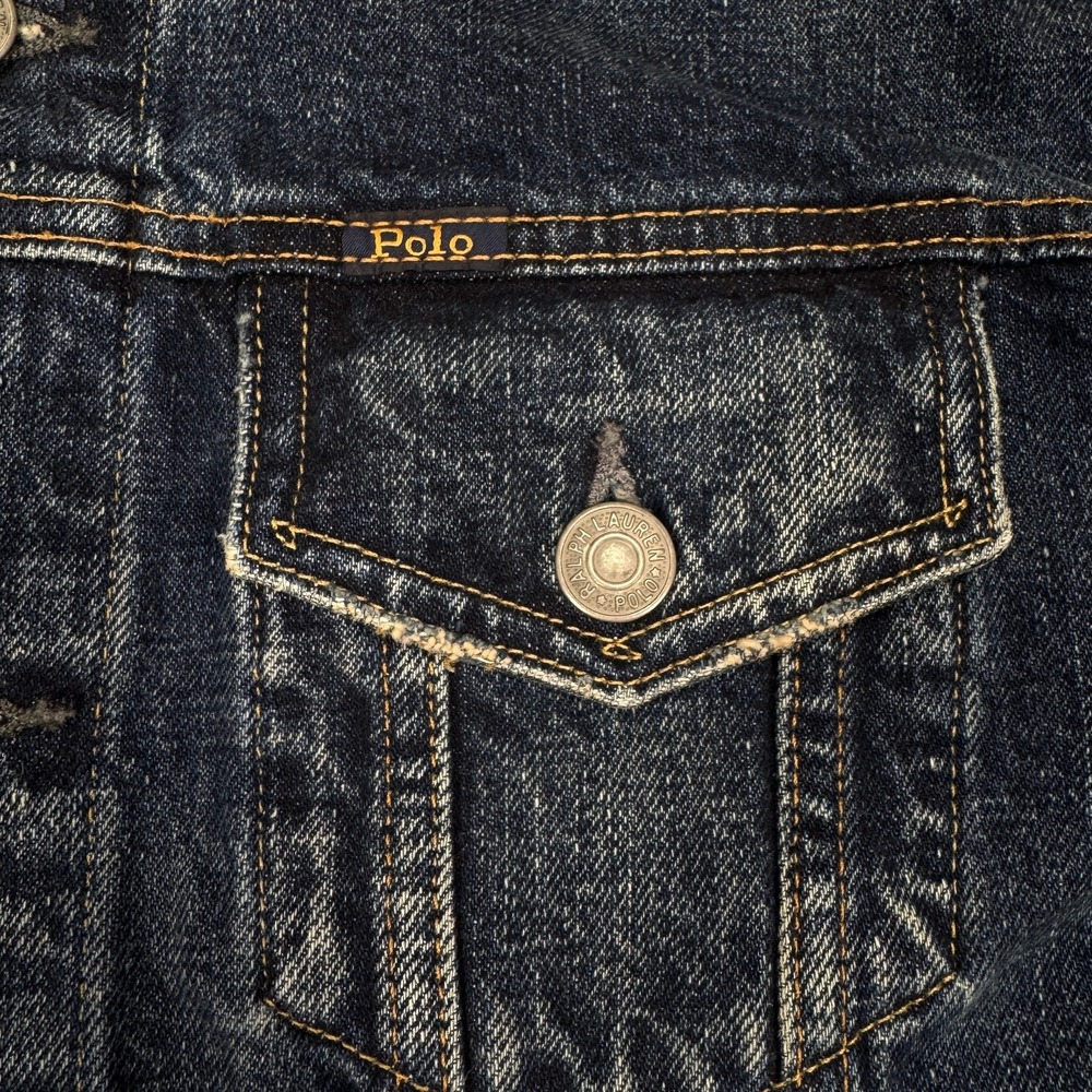 Polo Ralph Lauren Denim Core Jacket Mens Small Blue Button Front Trucker - Picture 5 of 16